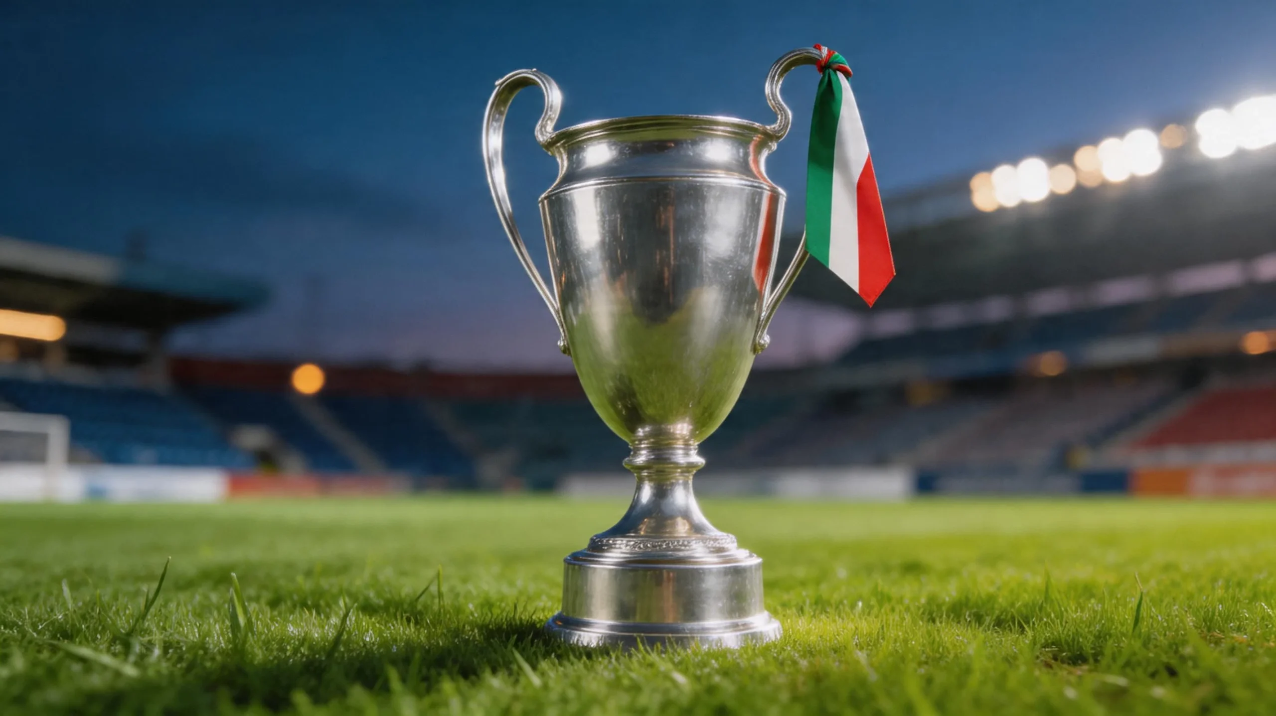 Coppa Italia trofee ja jalkapallokentta